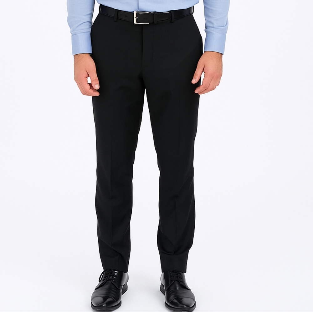 Calvin Klein Flat Front Dress Pants Men's Size 33X32 Black Wool